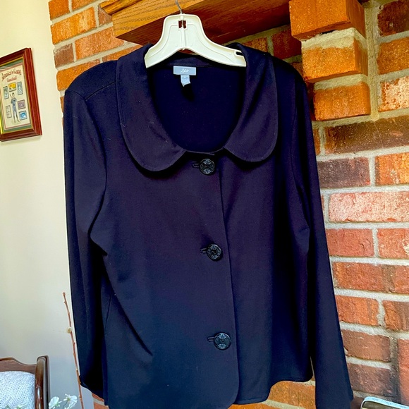 J.Jill longsleeve, collared little black jacket with 3 black buttons. - Picture 1 of 5